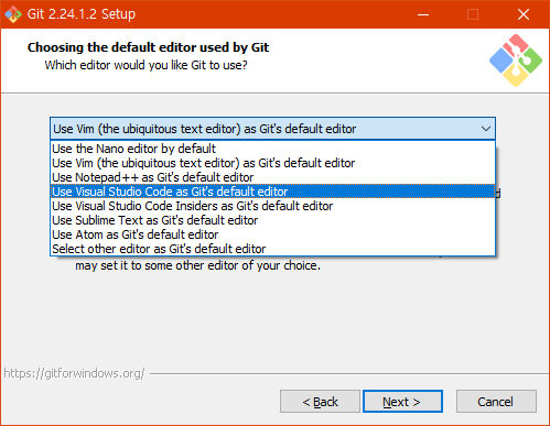 Git setup-choose editor